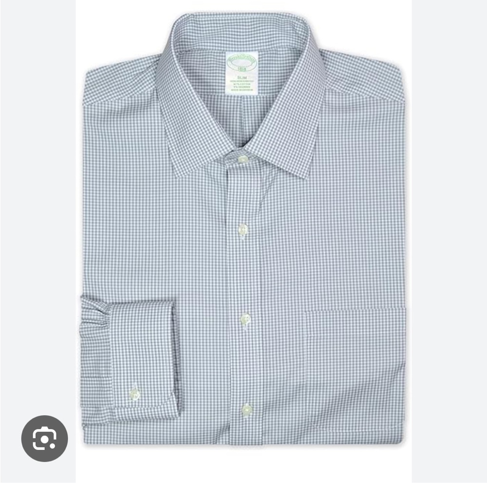 Brooks Brother’s Slim Fit Dress Shirt, Grey Gingham. 15.5 neck, size 33